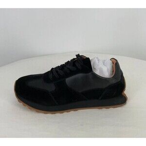 👟 EUC Quince Men’s Italian Leather & Suede Retro Runner Sneakers-Black-Size 9.5
